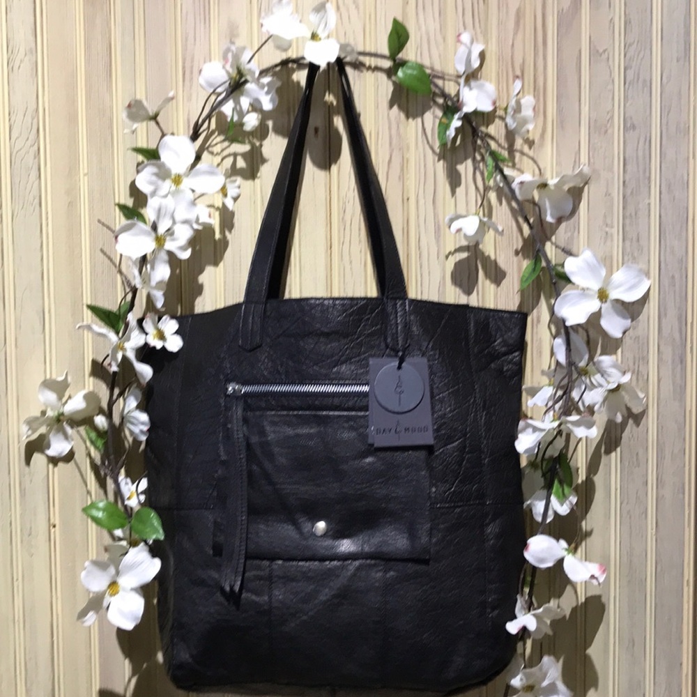 Anthro DAY&MOOD Black Leather Tote